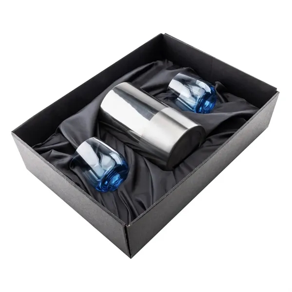 Item #SST10121-SB Catania Wine Cooler & Soudan Blue Stemless Wine
