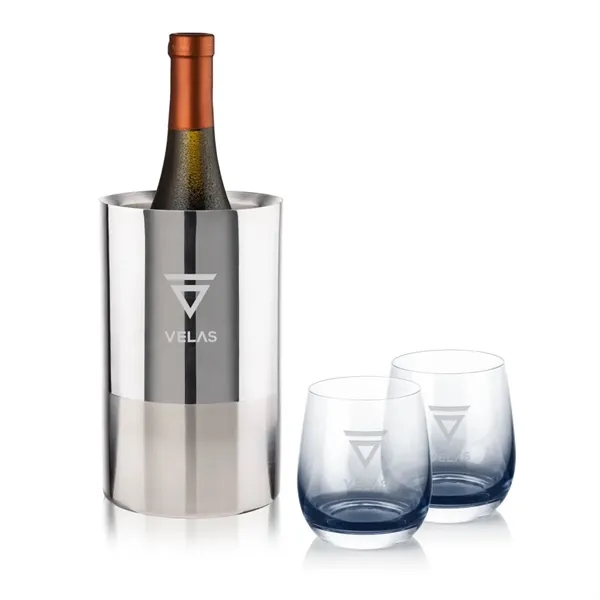 Item #SST10121-SS Catania Wine Cooler & Soudan Smoke Stemless Wine