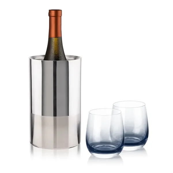 Item #SST10121-SS Catania Wine Cooler & Soudan Smoke Stemless Wine