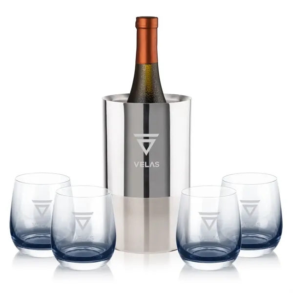 Item #SST10121-SS Catania Wine Cooler & Soudan Smoke Stemless Wine