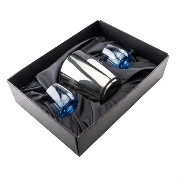 Item #SST10221-SB Pescara Wine Cooler & Soudan Blue Stemless Wine