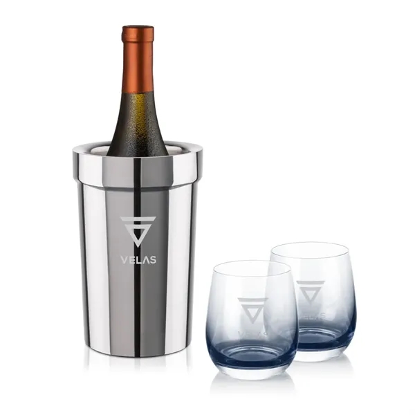 Item #SST10321-SS Milano Wine Cooler & Soudan Smoke Stemless Wine