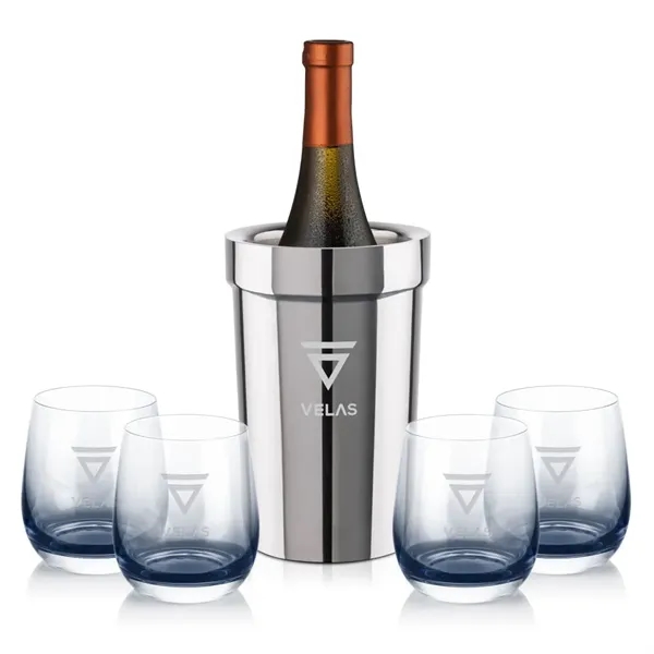 Item #SST10321-SS Milano Wine Cooler & Soudan Smoke Stemless Wine