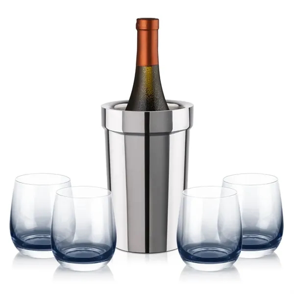 Item #SST10321-SS Milano Wine Cooler & Soudan Smoke Stemless Wine