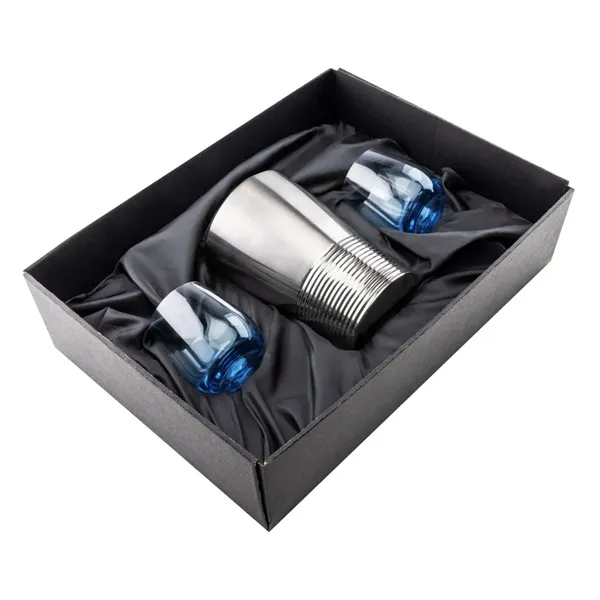 Item #SST10421-SB Genoa Wine Cooler & Soudan Blue Stemless Wine