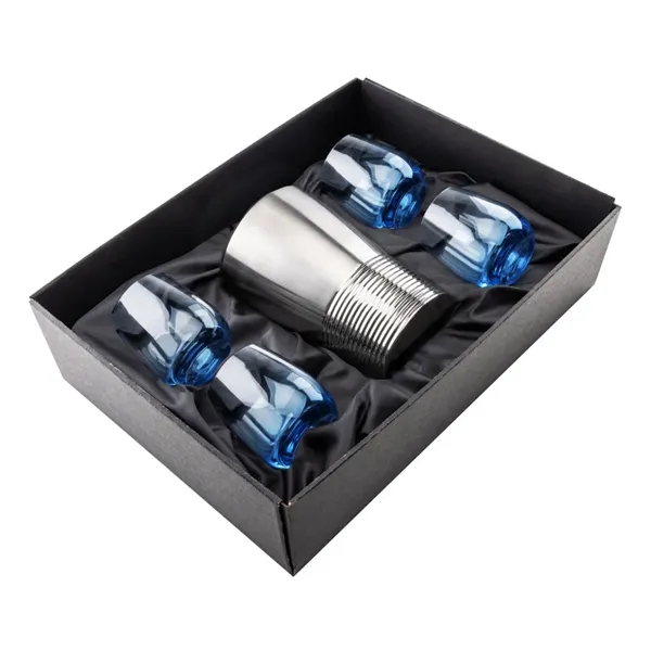 Item #SST10421-SB Genoa Wine Cooler & Soudan Blue Stemless Wine