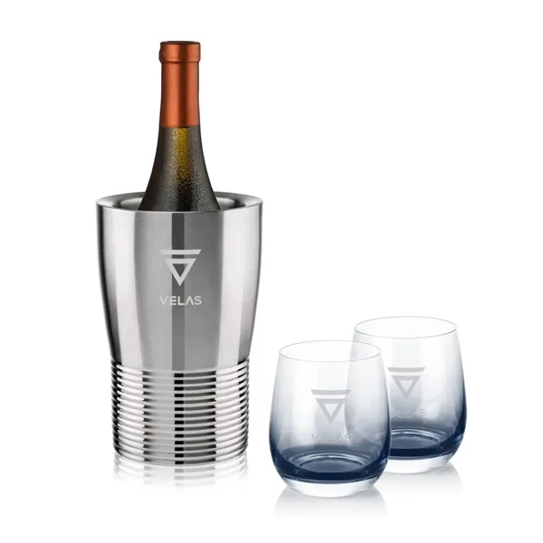 Item #SST10421-SS Genoa Wine Cooler & Soudan Smoke Stemless Wine