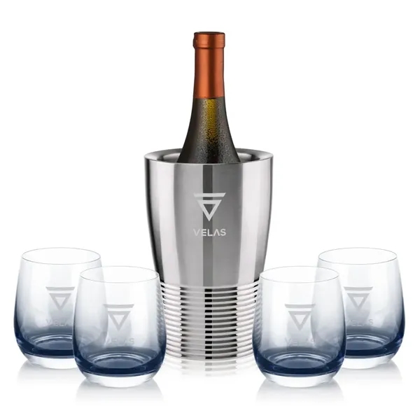 Item #SST10421-SS Genoa Wine Cooler & Soudan Smoke Stemless Wine