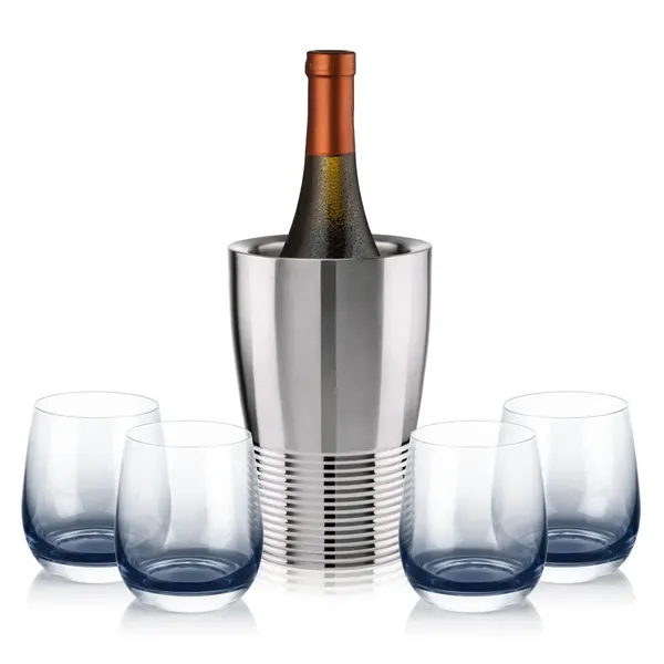 Item #SST10421-SS Genoa Wine Cooler & Soudan Smoke Stemless Wine
