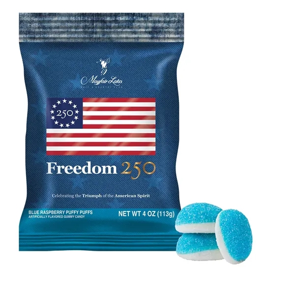 Item #DFB-BRPFFR-E Freedom 250- 4oz. Digibag-Blue Raspberry Puffs