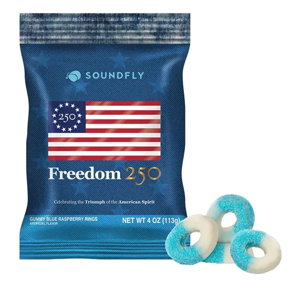 Item #DFB-BRRFR-E Freedom 250- 4oz. Digibag-Blue Raspberry Rings