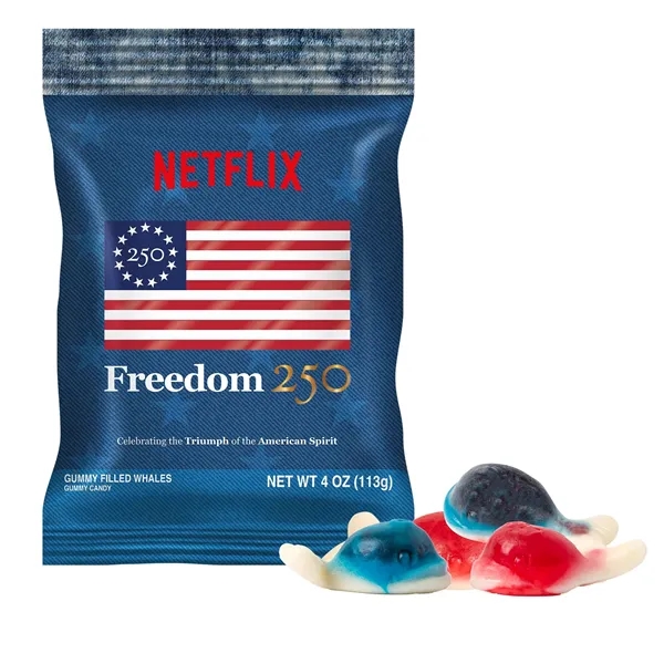 Item #DFB-GWFR-E Freedom 250- 4oz. Digibag-Gummy Filled Whales