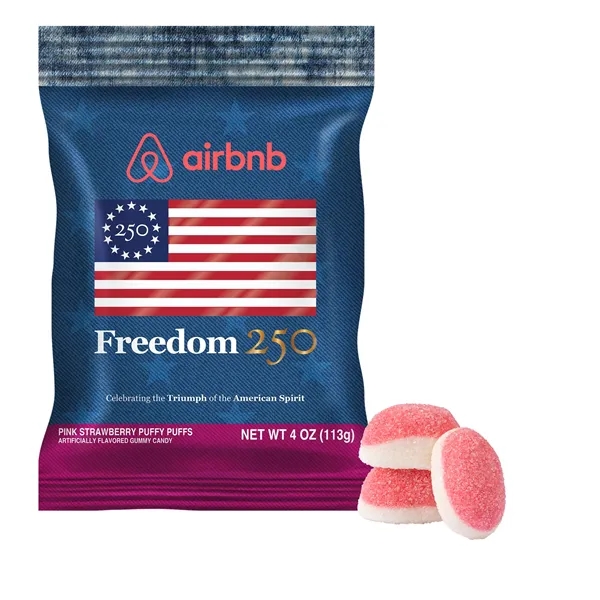 Item #DFB-STPFFR-E Freedom 250- 4oz. Digibag-Strawberry Puffs