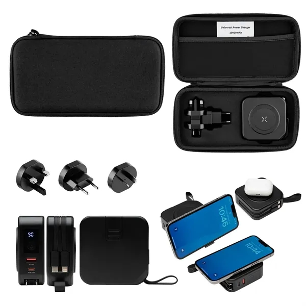 Item #25669 10,000 mAh Power Bank & Charger With International Adapters