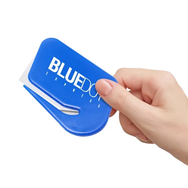 3"W x 2"H promotional plastic letter opener with sharp stainless steel... from ASI 39552 BEL Promo