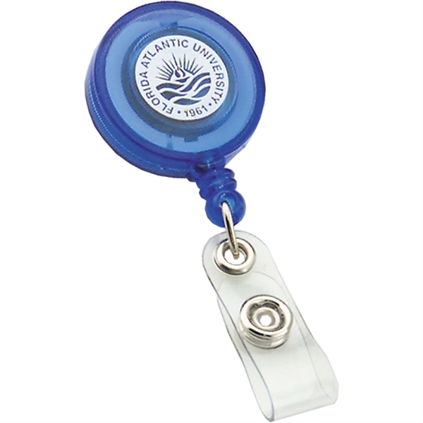 Round retractable badge reel with pocket clip on back.... from ASI 54100 Fields Manufacturing Inc / TargetLine®