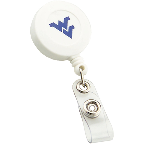 Round retractable badge reel with pocket clip on back.... from ASI 54100 Fields Manufacturing Inc / TargetLine®