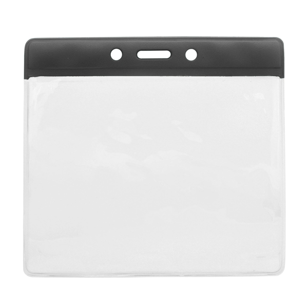 Event-size vinyl badge holders feature a clear pocket with a color... from ASI 79898 Promovision / PROMOVISION