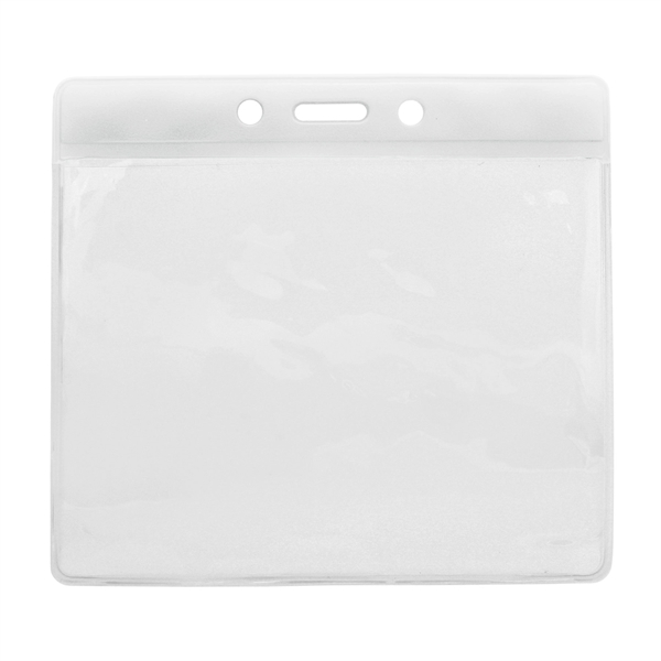 Event-size vinyl badge holders feature a clear pocket with a color... from ASI 79898 Promovision / PROMOVISION