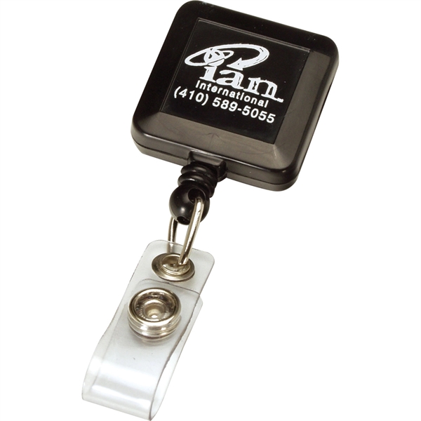 Square retractable badge reel with pocket clip on back.... from ASI 54100 Fields Manufacturing Inc / TargetLine®