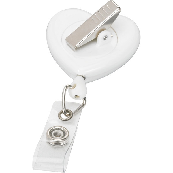 Heart shaped retractable badge reel with swivel bulldog clip. Includes a... from ASI 54100 Fields Manufacturing Inc / TargetLine®