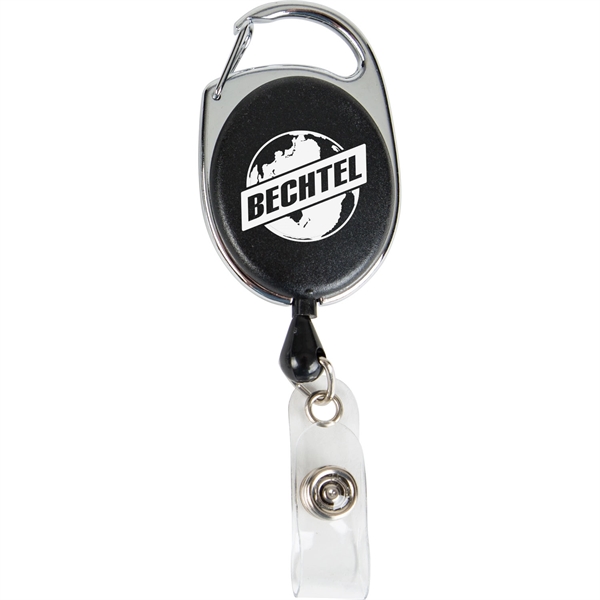Translucent carabiner style retractable badge holder with silver trim.... from ASI 54100 Fields Manufacturing Inc / TargetLine®