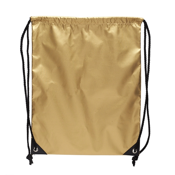 Metallic finish shiny drawstring bag with contrasting PU leather reinforcement with... from ASI 39552 BEL Promo