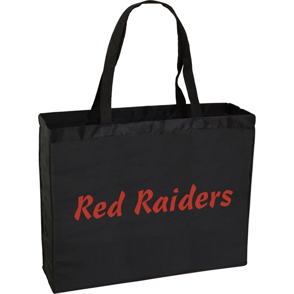 Large polyester tote bag with stitched seams on the sides and... from ASI 54100 Fields Manufacturing Inc / TargetLine®