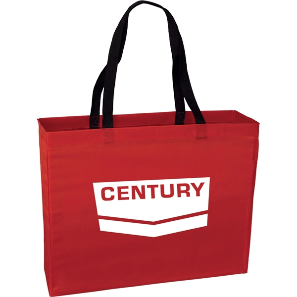 Large polyester tote bag with stitched seams on the sides and... from ASI 54100 Fields Manufacturing Inc / TargetLine®
