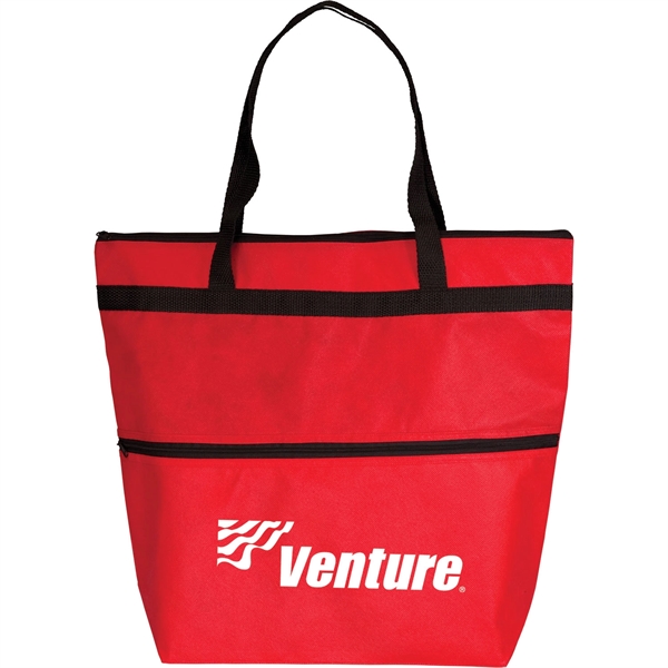 Fashion tote bag with zippered front pocket and zipper top closure..... from ASI 54100 Fields Manufacturing Inc / TargetLine®