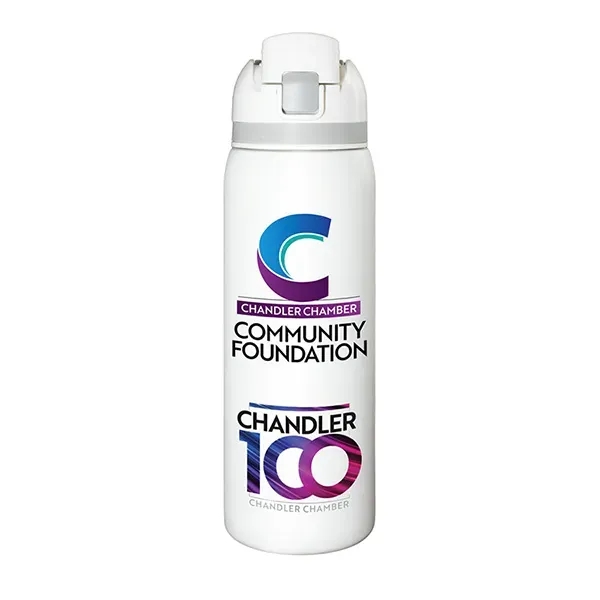 Meet the 'Flex" 27 oz. double-wall stainless steel insulated bottle built... from ASI 62660 Innovation Line