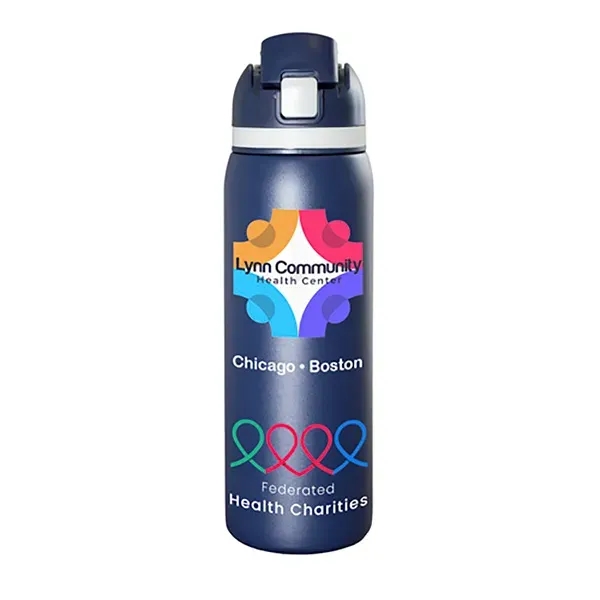 Meet the 'Flex" 27 oz. double-wall stainless steel insulated bottle built... from ASI 62660 Innovation Line