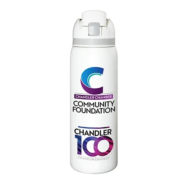 Meet the 'Flex" 27 oz. double-wall stainless steel insulated bottle built... from ASI 62660 Innovation Line