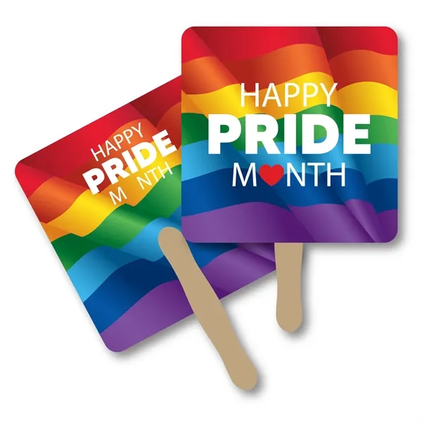 Pride themed square shaped hand fan custom printed with full color... from ASI 56080 Playing Cards On Demand