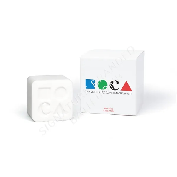 Custom white bath bomb, with logo pressed into the top of... from ASI 38850 Bath Promotions