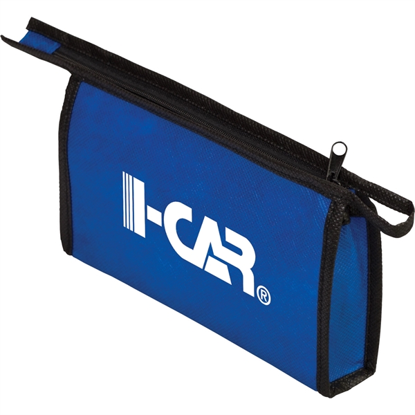 Non-woven zipper pouch with an accenting black trim and zipper closure.... from ASI 54100 Fields Manufacturing Inc / TargetLine®
