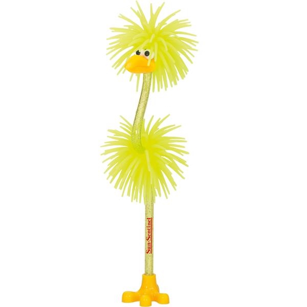 Pen with glitter translucent barrel with silicone feathers, medium point/black ink.... from ASI 54100 Fields Manufacturing Inc / TargetLine®