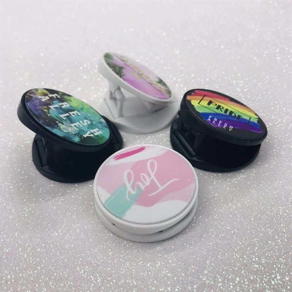 Pop Up Collapsible Grip & stand sticks flat to a phone,... from ASI 62635 Inno-Vative Solutions Grp LTD