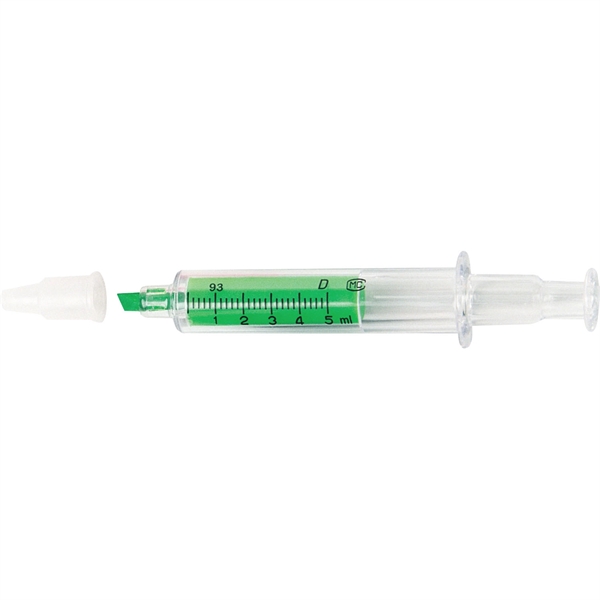 Highlighter available in five colors in the shape of a syringe.... from ASI 54100 Fields Manufacturing Inc / TargetLine®