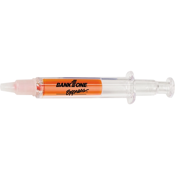 Highlighter available in five colors in the shape of a syringe.... from ASI 54100 Fields Manufacturing Inc / TargetLine®