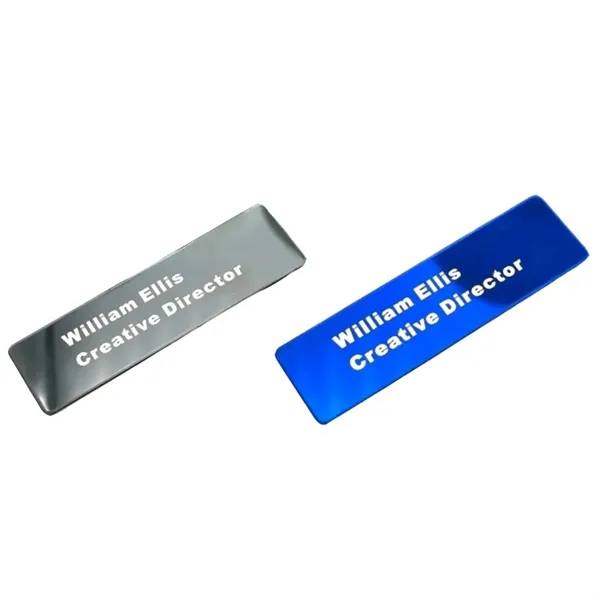 Stainless steel name plate magnet badge plus laser engraved on 1... from ASI 37218 Athena Promo (tm)