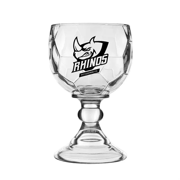 This 21 oz. Glass Chalice has an embossed soccer pattern for... from ASI 62088 IDProductsource