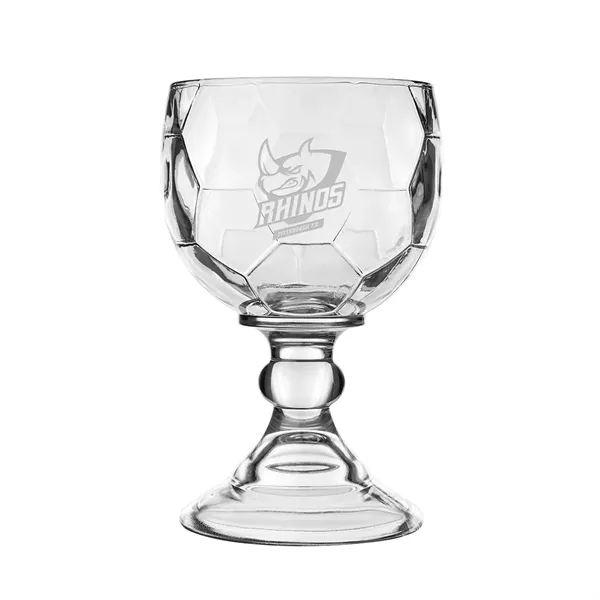 This 21 oz. Glass Chalice has an embossed soccer pattern for... from ASI 62088 IDProductsource