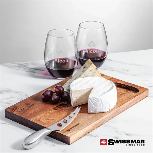 The Swissmar Acacia Board & 2 Stemless Wine Set brings together... from ASI 84592 St Regis Group