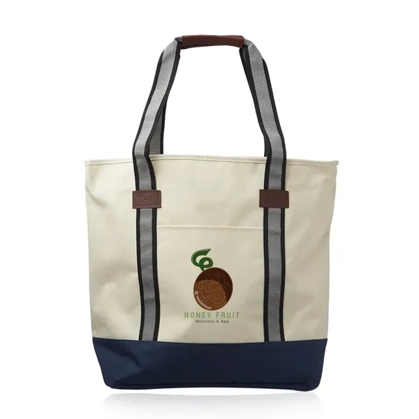 Polyester tote bag with top zipper closure, front and back open... from ASI 39552 BEL Promo