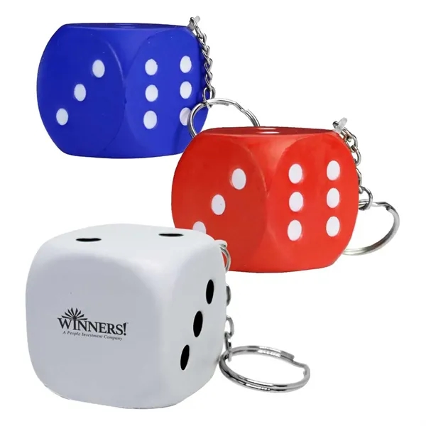 1.5" Dice shaped stress reliever keychain.... from ASI 63549 Jornik Manufacturing Corp