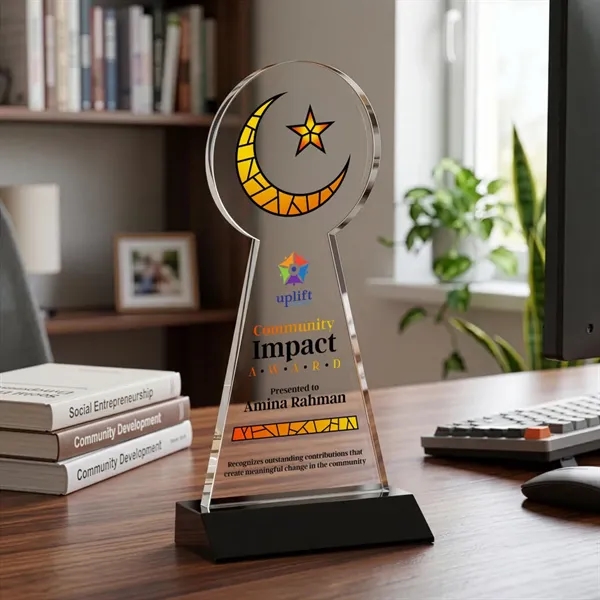 Item #AWARD AWV433-K Crescent & Star VividPrint™ Award - Black