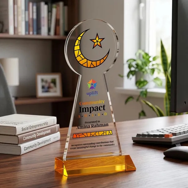 Item #AWARD AWV433-A Crescent & Star VividPrint™ Award - Amber