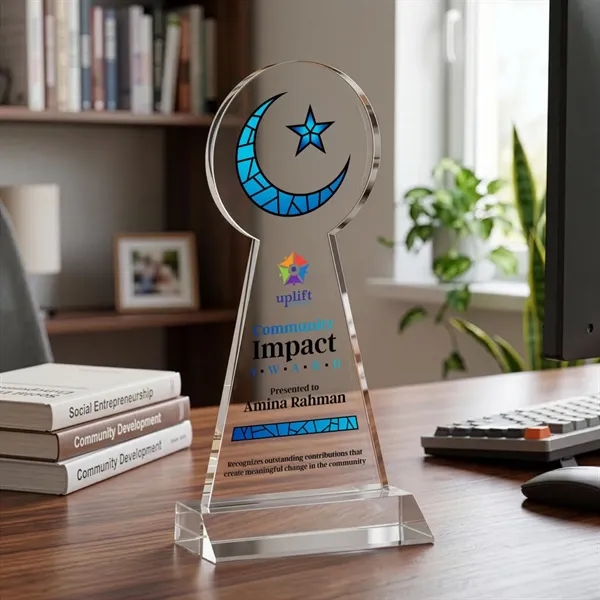 Item #AWARD AWV433 Crescent & Star VividPrint™ Award - Clear