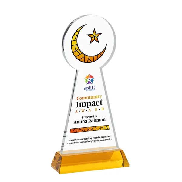 Item #AWV4336-A Crescent & Star VividPrint™ Award on Hartford Base - Amber